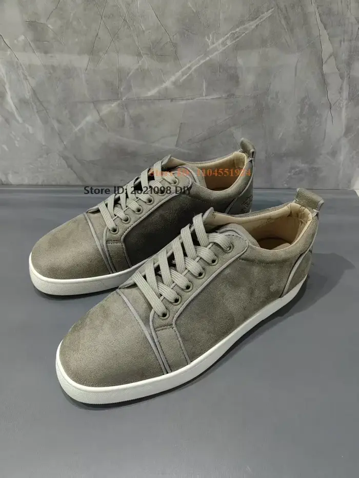 Baskets concises en cuir suédé gris à lacets unisexe hommes femmes coupe basse couleur mixte chaussures décontractées