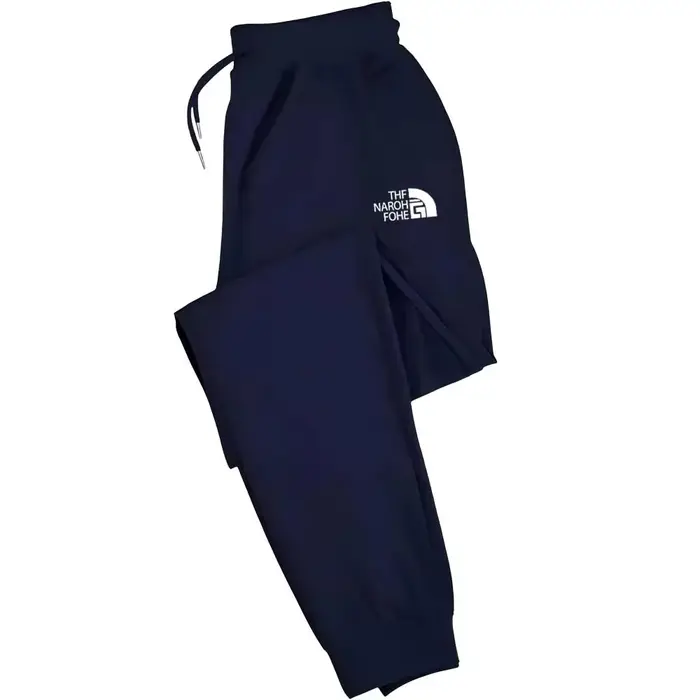 Joggers décontractés pour hommes avec cordon de serrage élastique à la taille et aux chevilles à revers – Tricot 100%