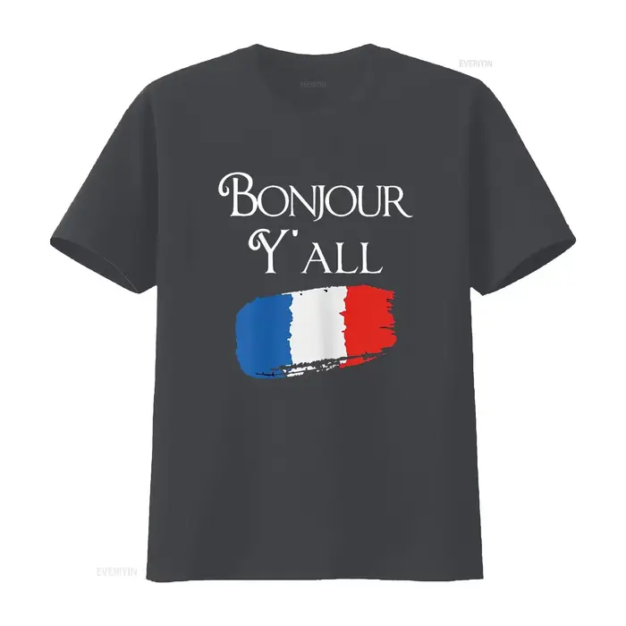 Bonjour Y tout drôle drapeau français t-shirt France amant vintage lavé homme mode décontracté élégant respirant unisexe polyvalent