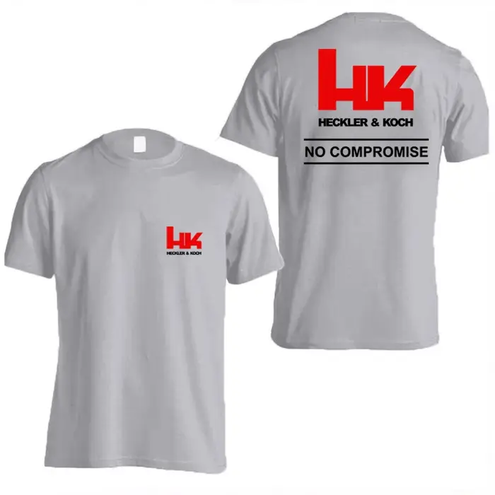 HK Logo Heckler Koch No Compromise T-shirt d'été en coton à manches courtes pour hommes et femmes
