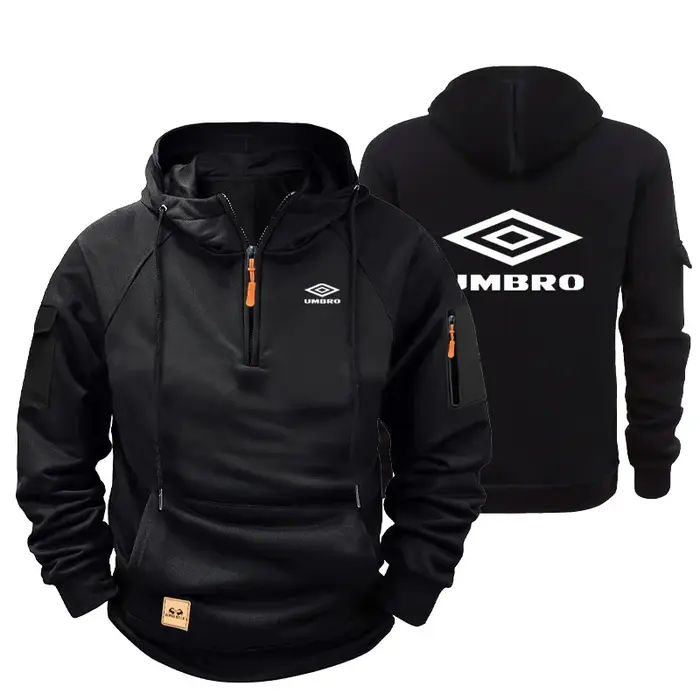 Sweat à capuche épais UMBRO Retro Tough Guy pour homme, avec fermeture éclair, doublure polaire, cou