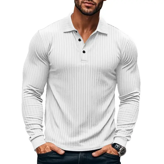 T-shirt fin à manches longues pour hommes, chemises à revers minces, vêtements de créateurs, mode pr