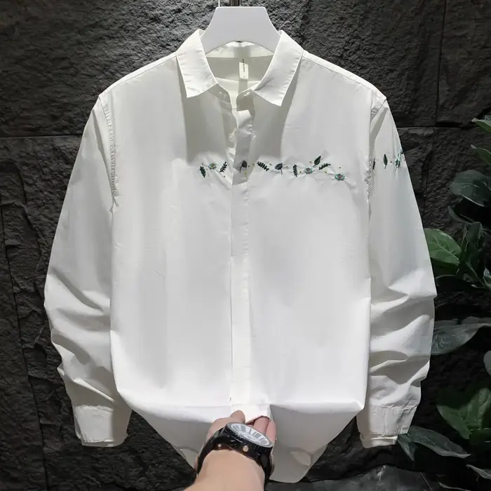 Chemise de marque à la mode pour hommes, manches longues, coréenne, tendance, Style veste, belle che
