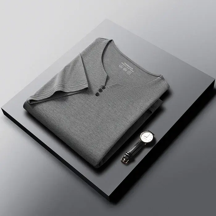 T-shirt à manches courtes pour homme, col en V, tissu respirant, confortable toute la journée, style