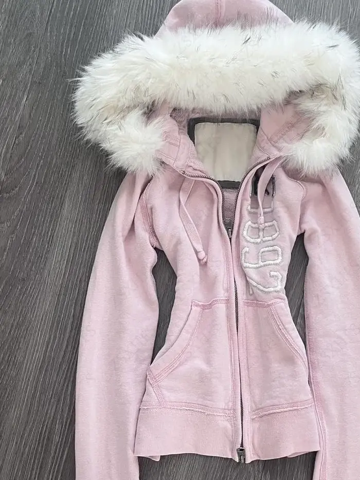 Sweat à capuche pour femmes, vêtements d'été rose Girly Fix Fox, esthétique Kawaii Y2k, doux, fermet