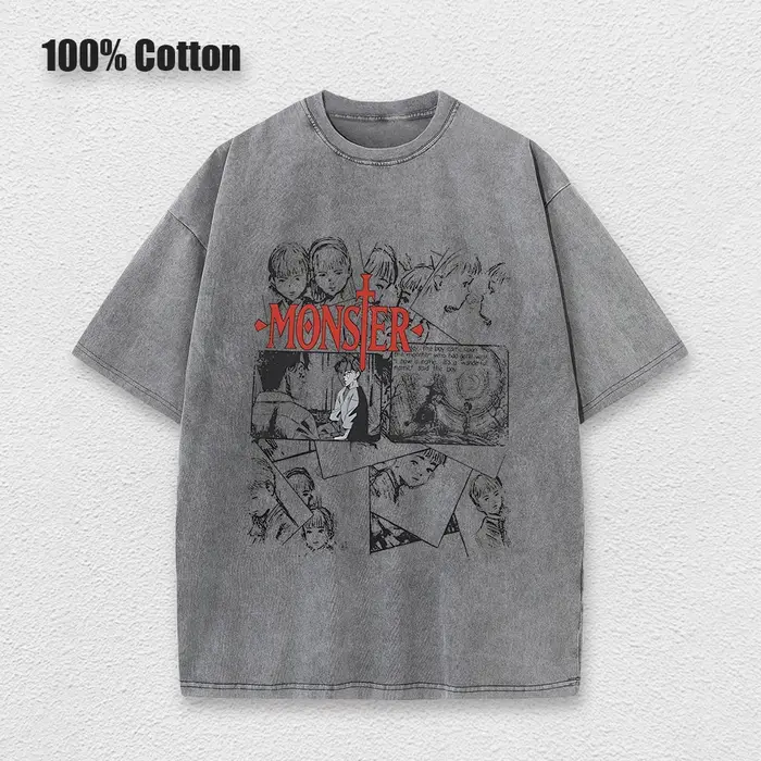 Anime monstre T-Shirts lavé hommes femmes coton Harajuku