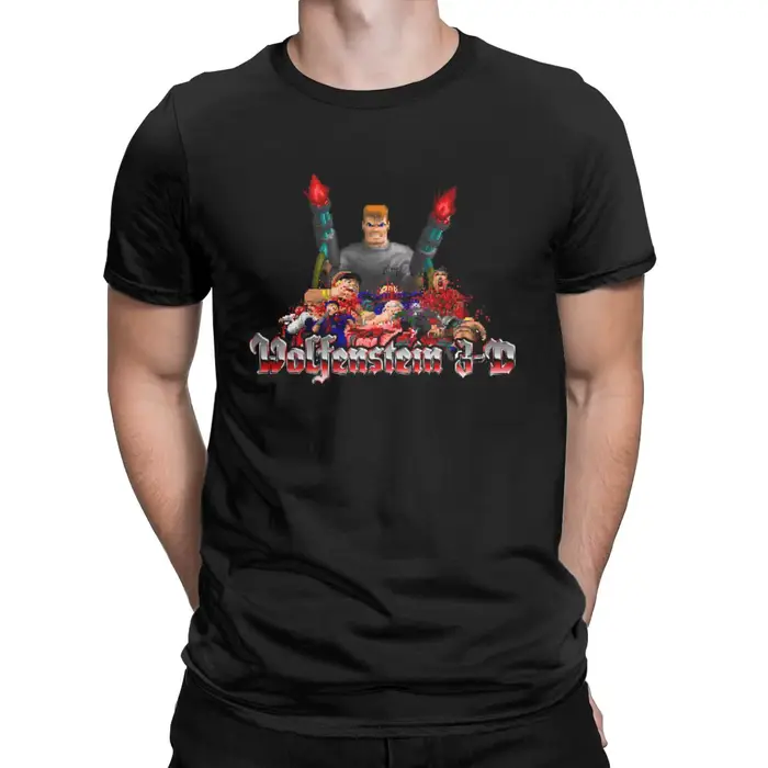 T-shirt pour hommes en pur coton à manches courtes, avec tous les personnages du jeu d'action World 