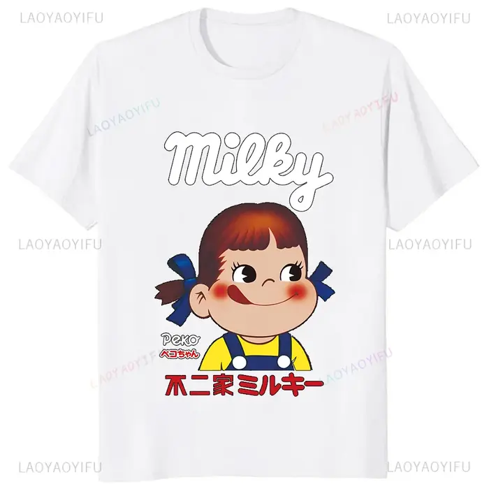 T-shirt rétro Punk Milk Peko-Chan pour hommes et femmes, Hipster, Hip Hop, Kawaii, Harajuku, Y2k, Ca