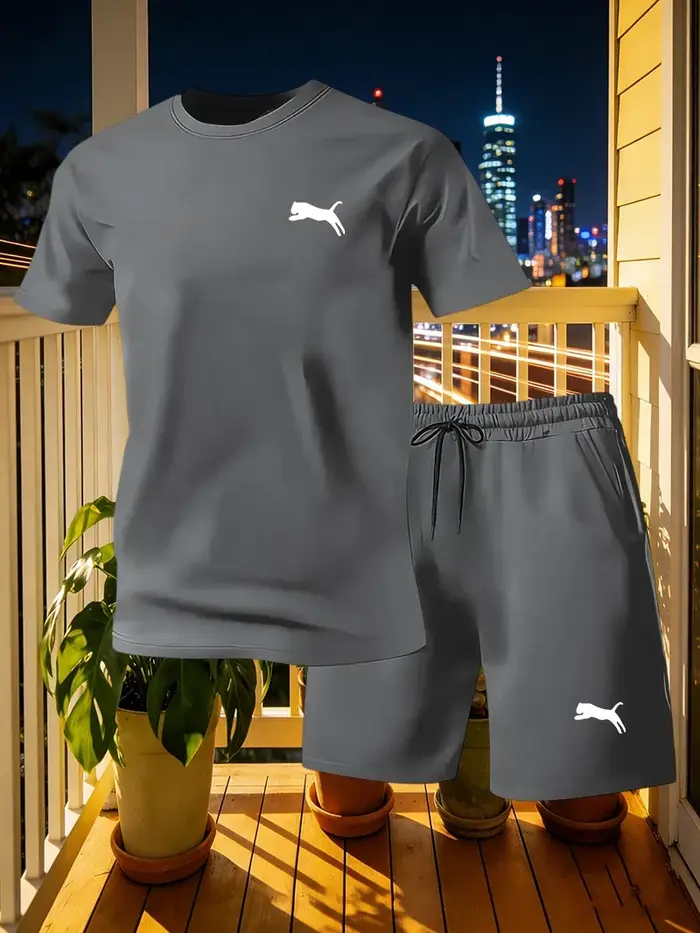 Ensemble 2 pièces tendance pour homme : T-shirt à manches courtes et short – Style européen et améri
