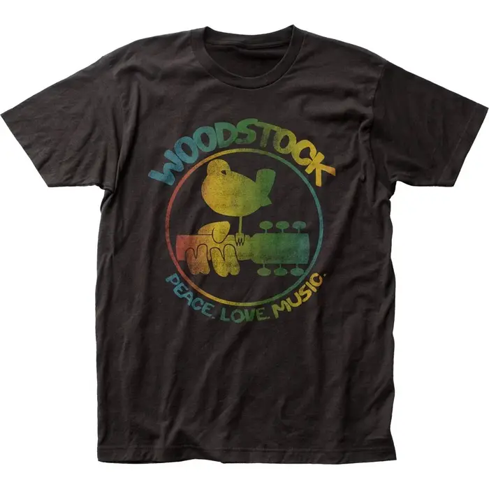 T-shirt d'été pour hommes Woodstock, en coton et respirant, col rond, streetwear, manches courtes su