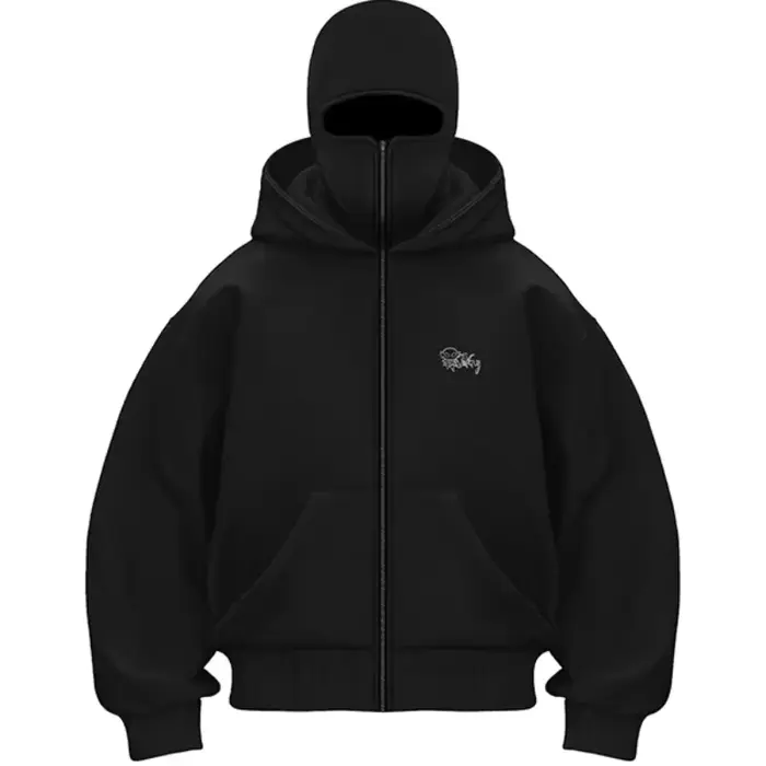 Cagoule à capuche zippée pour homme, sweat-shirt chaud et décontracté, Y2K, avec masque facial à cap