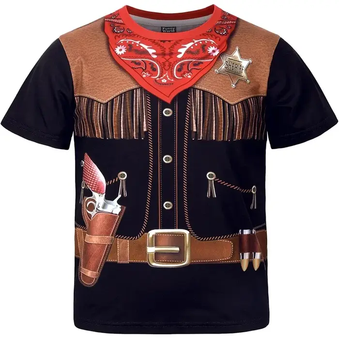 Western Cowboy hommes T-shirt impression 3d Sport séchage rapide respirant décontracté rue en plein air amusant Cosplay fête à manches courtes haut vêtements