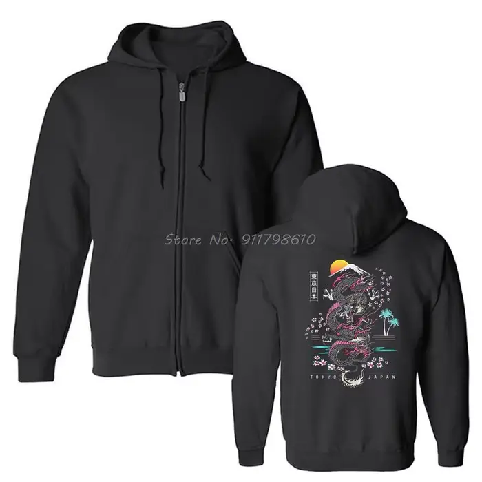 Sweat à capuche Tokyo japon Dragon fleurs de cerisier Culture japonaise hommes