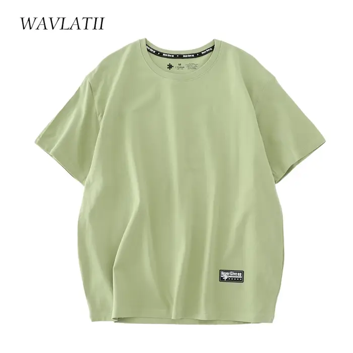 WAVLATII 2022 nouvelles femmes 100% coton t-shirts femme vert mode surdimensionné Streetwear à manches courtes