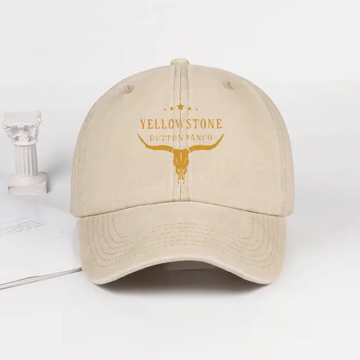 Casquette de baseball vintage réglable MLFO avec motif Yellowstone Dutton Ranch – finition noire ant