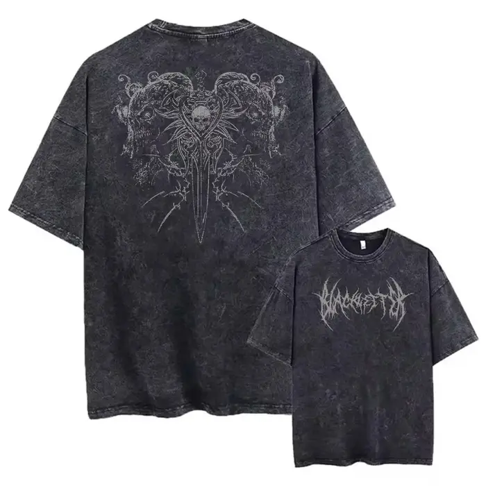 T-shirt vintage pour homme Y2k avec motif crâne et épée