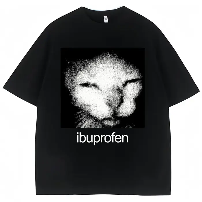 T-shirt graphique vintage amusant avec chat Ibuprofène, humoristique, décontracté, mode, Harajuku