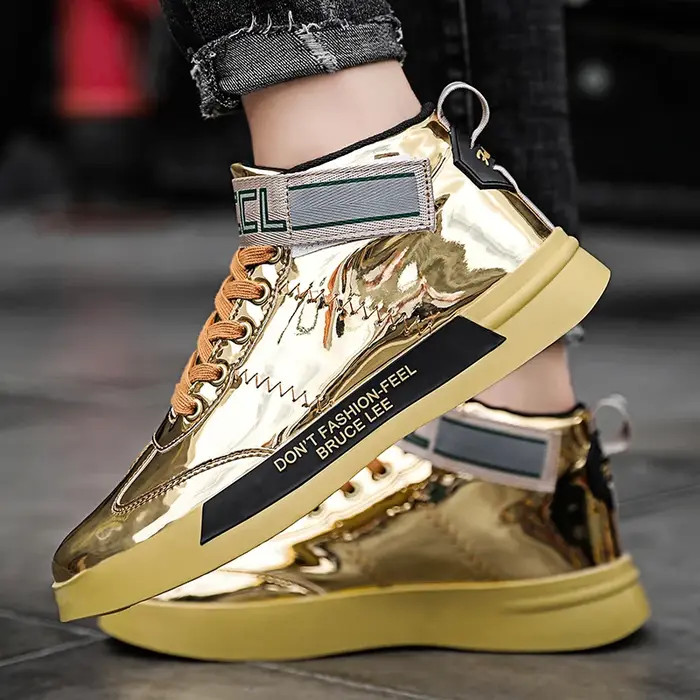 Hommes de luxe espadrilles décontractées chaussures de course haut or baskets HipHop confortable mode