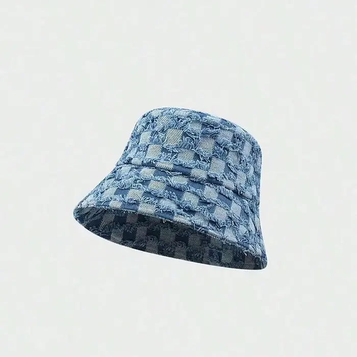 Nouveau chapeau en jean à carreaux 1 pièce, casquette de sport d'extérieur, chapeau bob personnalisé