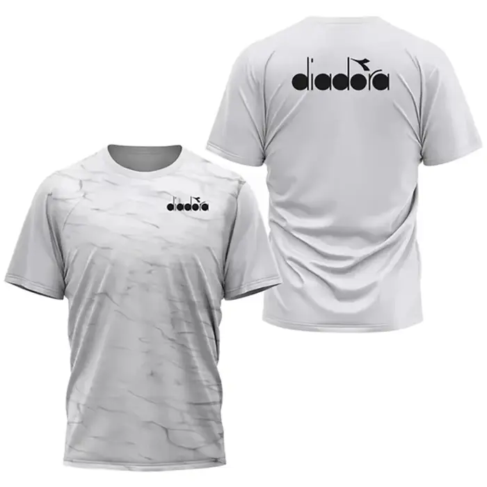 T-shirt à col rond et manches courtes Diadora, style sportif décontracté, imprimé simple, confortabl
