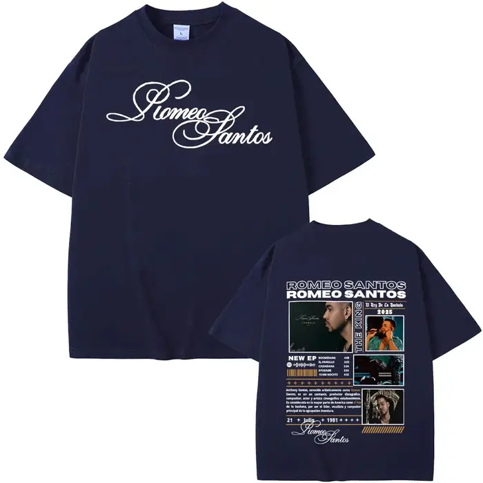 Rappeur Romeo Santos le roi Tormula Tour 2025 T-shirts graphiques hommes gothique mode Hip Hop t-shirt surdimensionné