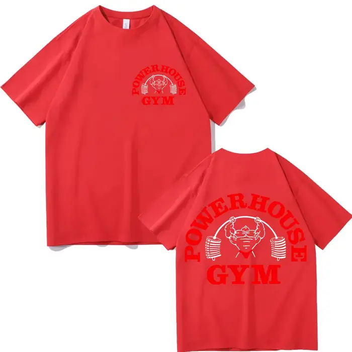 Powerhouse Gym Double face impression T-shirt haute rue mode tendance à manches courtes T-shirts hom