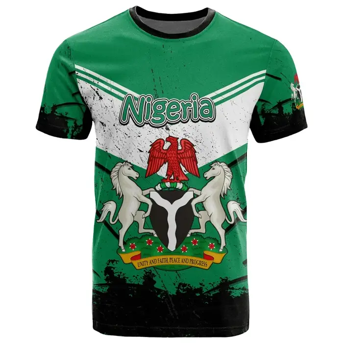 T-shirt à manches courtes imprimé 3D pour hommes, blason nigérian, t-shirts à col rond, décontracté,