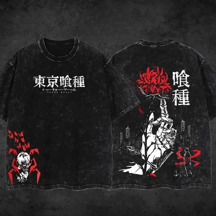 T-shirt imprimé Kaneki Ken, Anime Tokyo Ghoul, vêtements pour hommes et femmes, t-shirts en coton, t