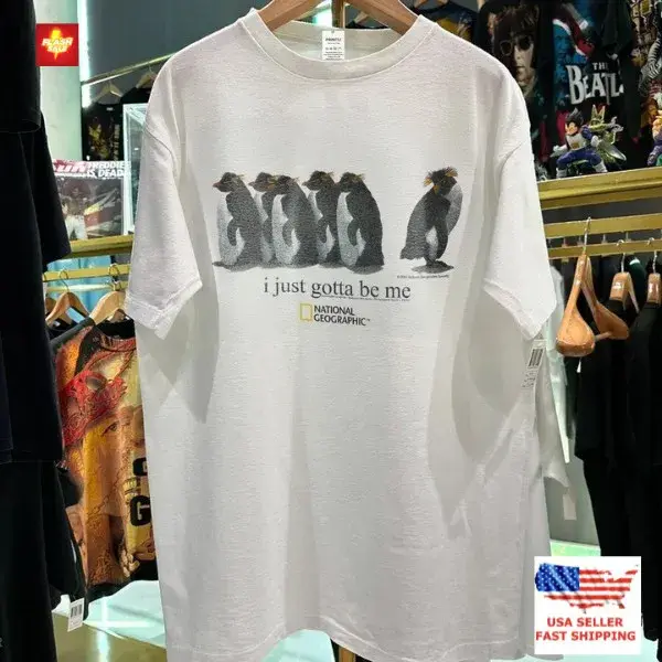 2001 'JUST GOTTA BE ME' ROCKHOPPER NAT GEO RARE T-SHIRT blanc pour hommes femmes
