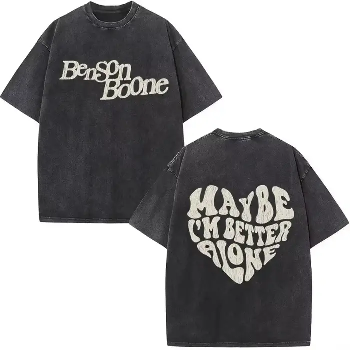 Peut-être que je suis mieux seul - T-shirts vintage lavés Benson Boone - Vêtements pour hommes et fe