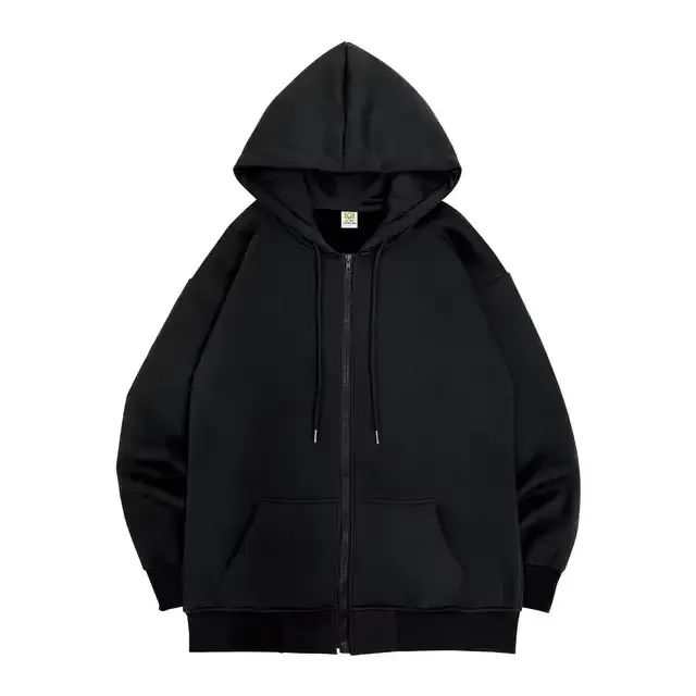 Sweat à capuche homme style urbain rétro, zippé, manches longues, coupe ample, noir et blanc, style 
