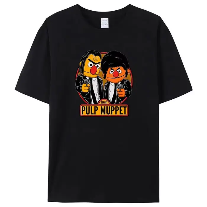 Mode vêtements pour hommes respirant sésame rue imprimé décontracté coton T-Shirt Vintage été à manc