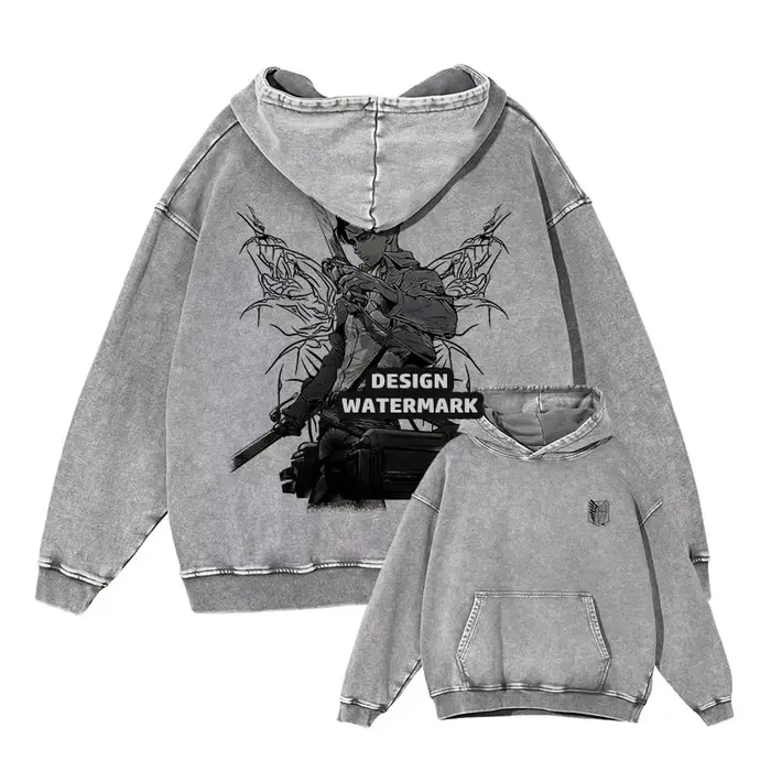 Anime Levi sweats à capuche Vintage lavé a-attaque sur Titan sweat