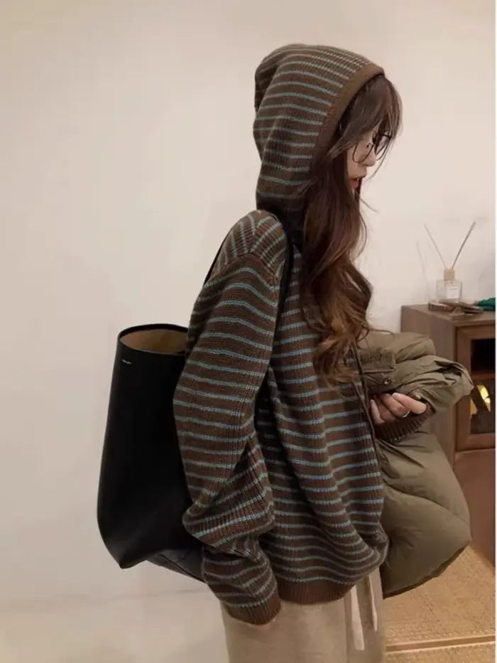 Pulls à capuche rayés pour femmes