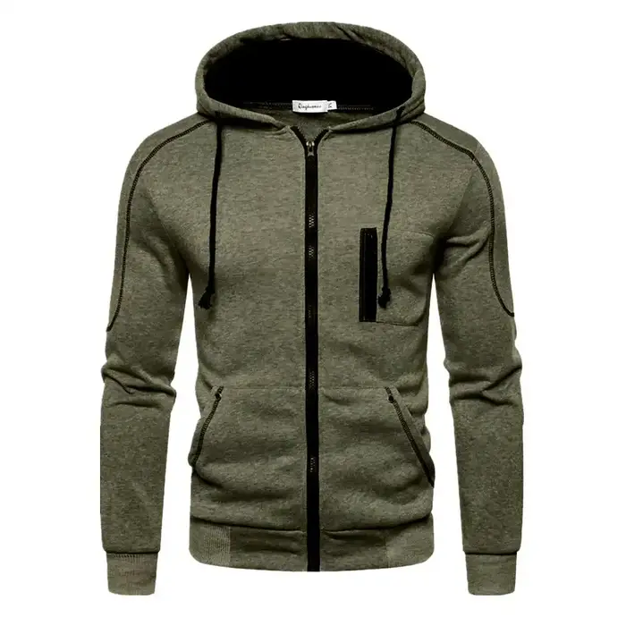 Sweat à capuche de sport pour hommes, décontracté, essentiel, doublé d'hiver, avec poche zippée en p