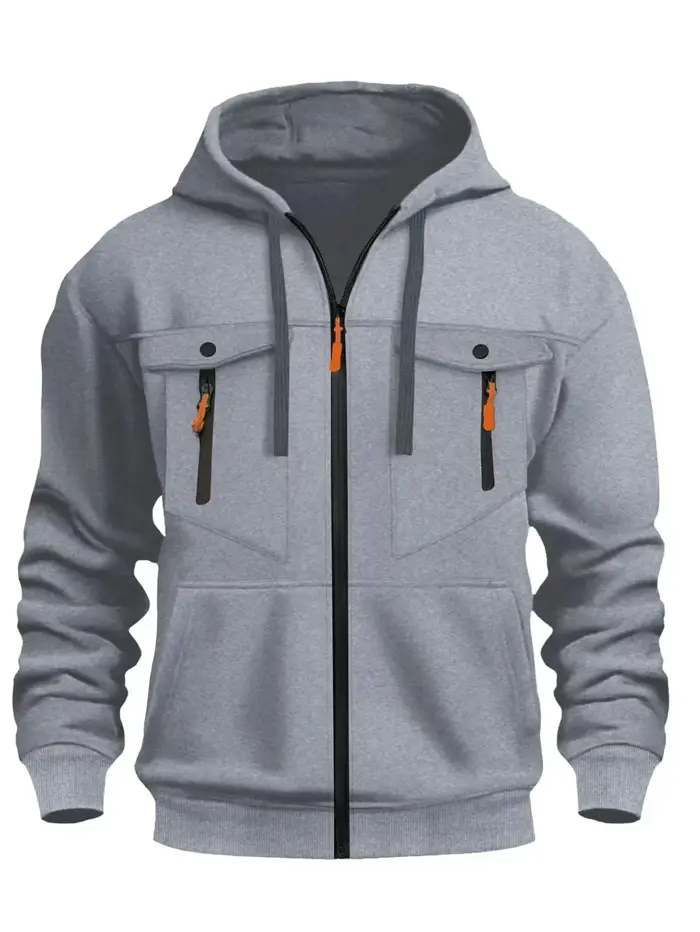 Sweat à capuche zippé décontracté pour homme – Tendance streetwear, coupe ample confortable, idéal a