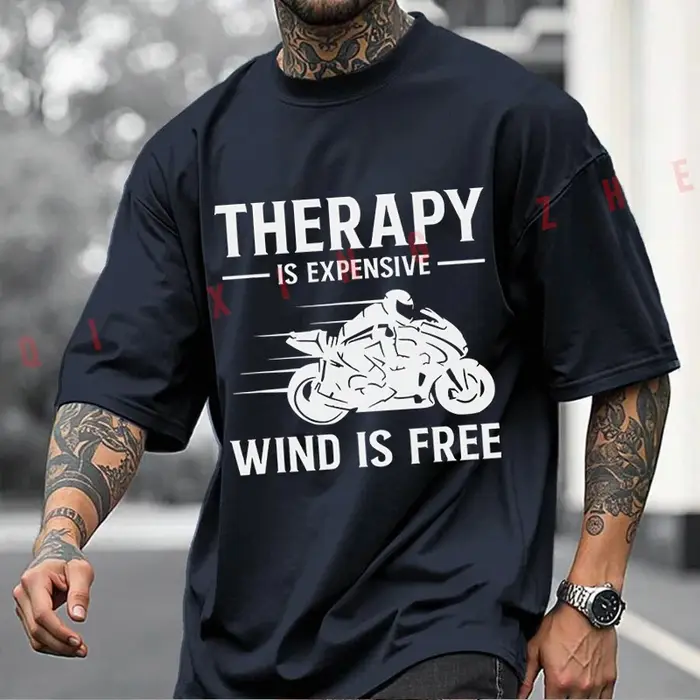 T-shirt graphique noir pour motard