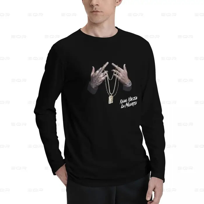 Vintage rappeur Anuel AA hommes coton numérique Direct Spray imprimé T-shirt à manches longues