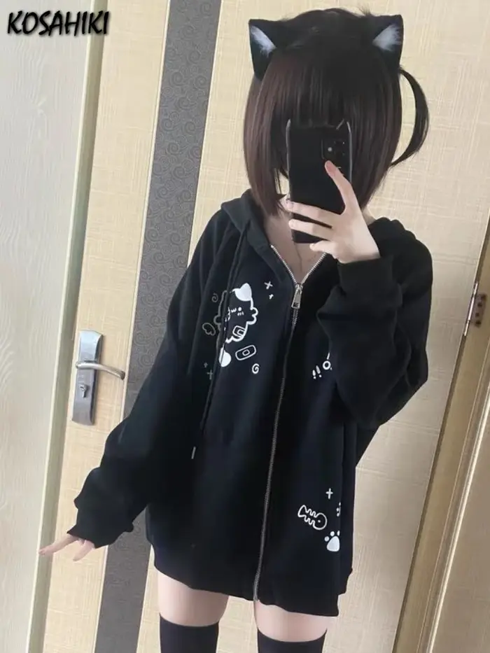 Sweats à capuche décontractés japonais pour femmes
