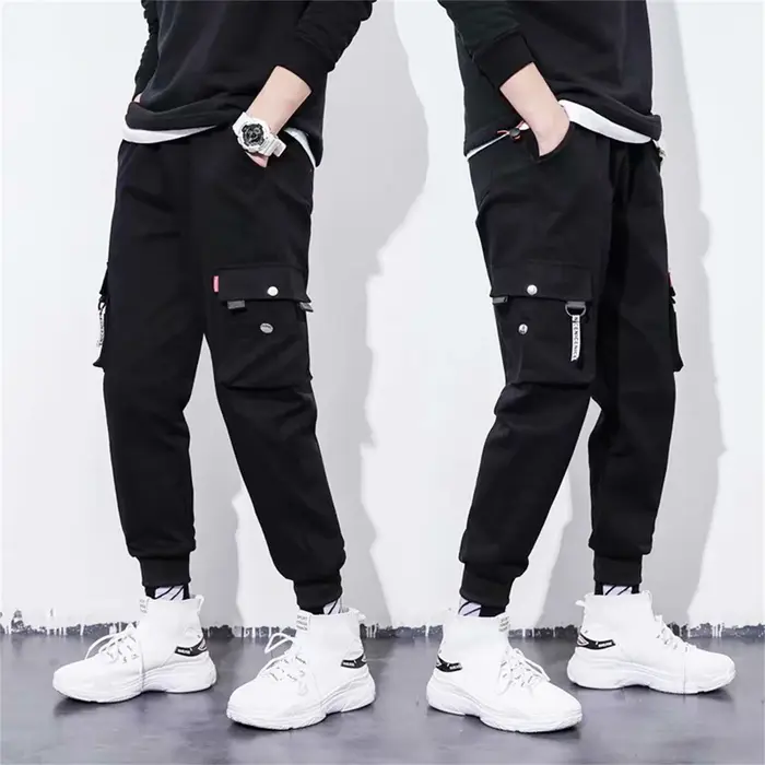 Pantalon de jogging pour homme, streetwear, techwear, hip hop, cargo, Harajuku, noir, mode décontrac