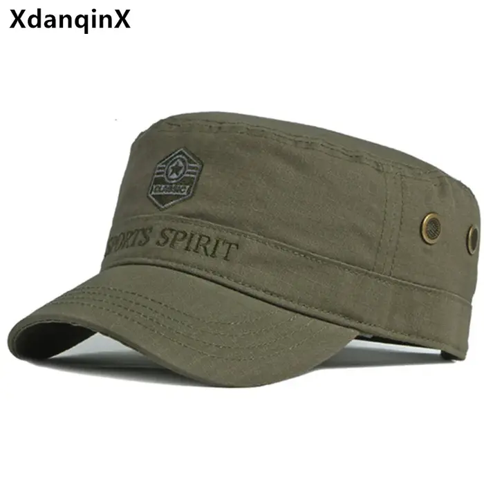 Nouvelles casquettes militaires en coton pour hommes Printemps-Été 2026 – Casquette plate brodée