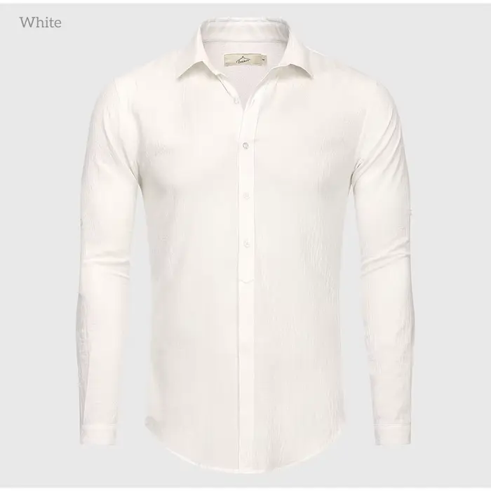 Chemise décontractée en coton et lin pour hommes