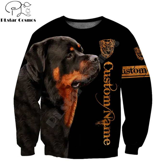 Rottweiler-Sweat à capuche noir imprimé 3D, sweat-shirt de luxe unisexe, pull zippé, survêtement déc