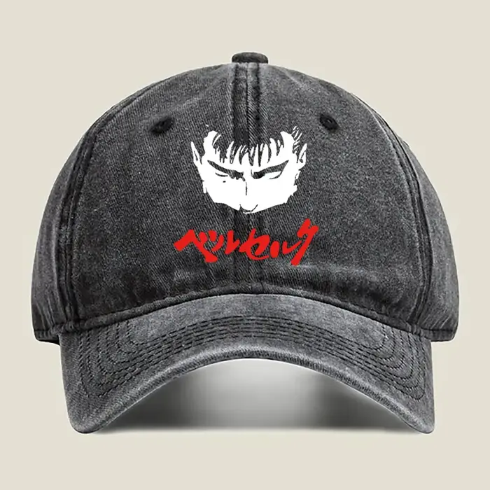 Berserk Anime - Inspiré, Casquette de baseball délavée avec texte japonais «Berserk »
