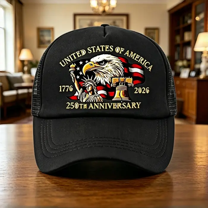 Casquette de baseball en maille avec imprimé aigle, 250e anniversaire des États-Unis, 1776-2026