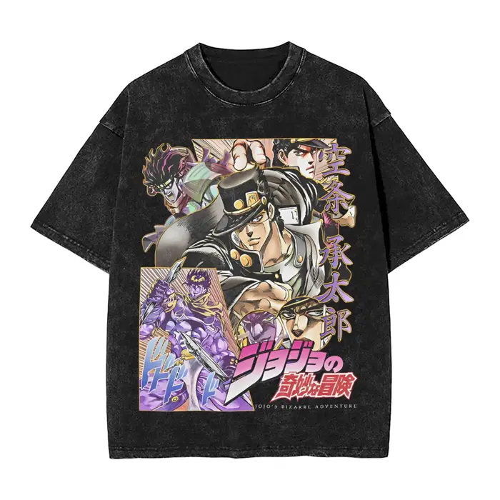 Anime JoJo's Bizarre Adventure Johnny Joestar graphique T-shirt hommes lavé coton t-shirts Vintage Manga