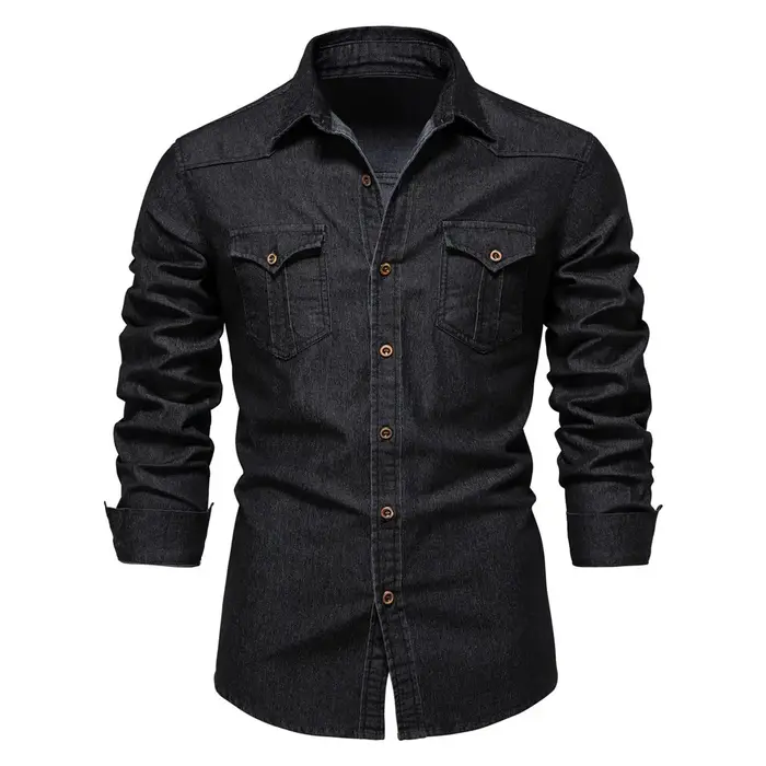 Nouvelle Chemise en Jean pour Homme, Coton Élastique, Manches Longues, Haute Qualité, Style Décontra