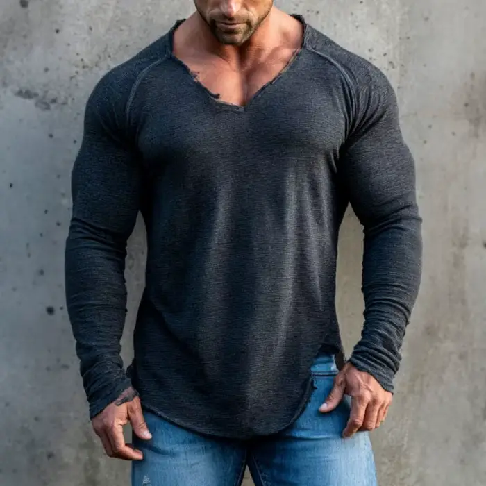 T-shirt de sport pour homme à col en V