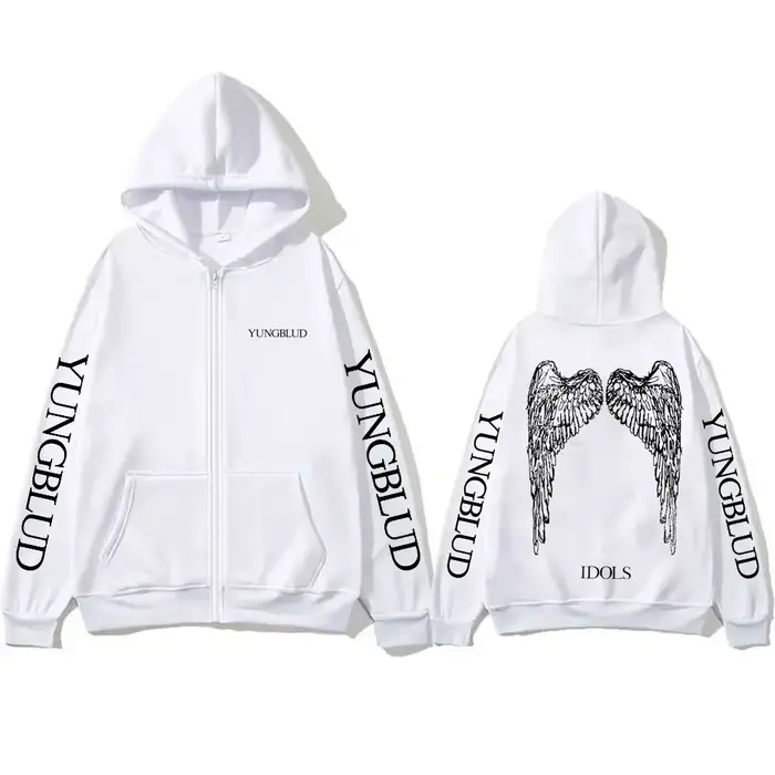 Yungblud IDOLS Wings Album Tour 2025 sweat à capuche avec fermeture éclair homme surdimensionné veste zippée hommes