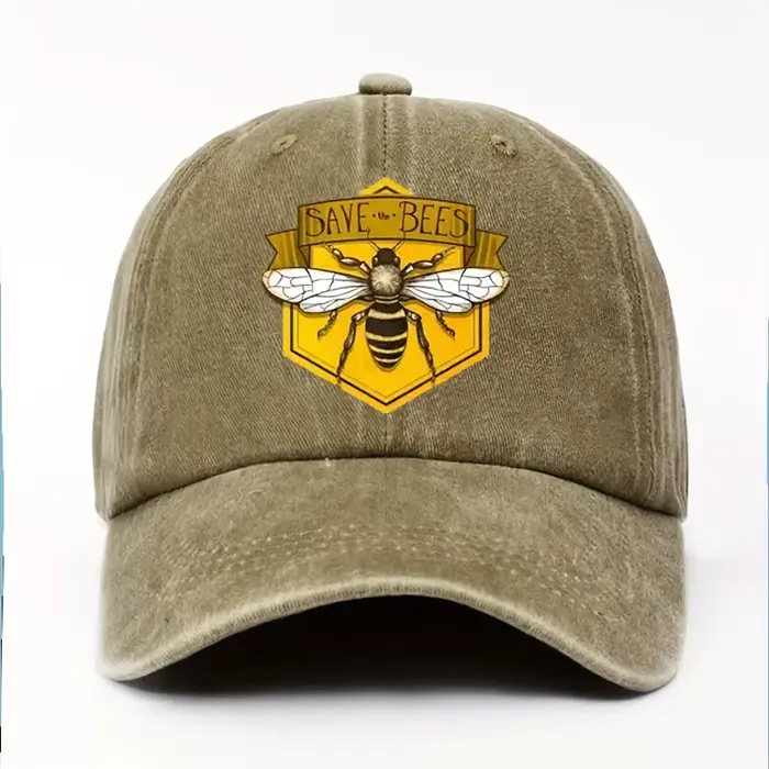 Casquette de baseball imprimée abeille au design simple pour hommes et femmes
